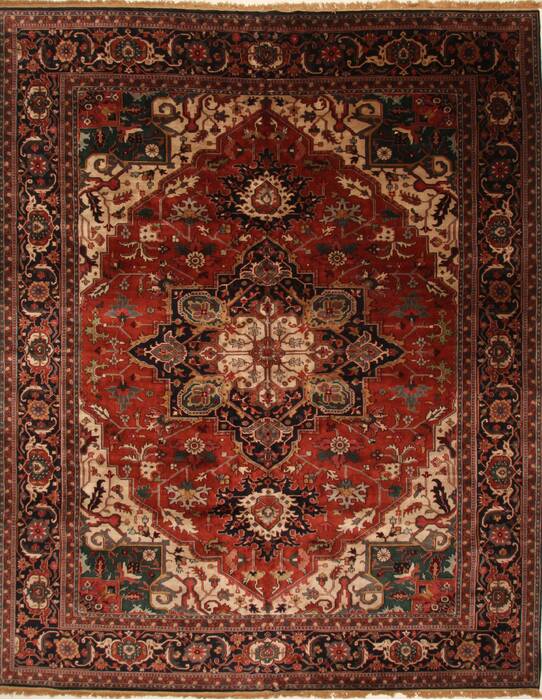 Agra Red Hand Knotted 121 X 151  Area Rug 250-30429 Image 0