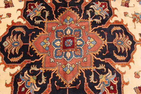 Heriz Beige Square Hand Knotted 125 X 1210  Area Rug 250-30430 Image 14