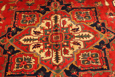 Heriz Red Hand Knotted 112 X 146  Area Rug 250-30433 Image 1