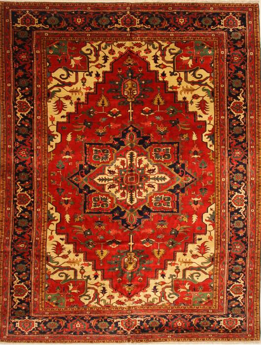 Heriz Red Hand Knotted 112 X 146  Area Rug 250-30433 Image 0