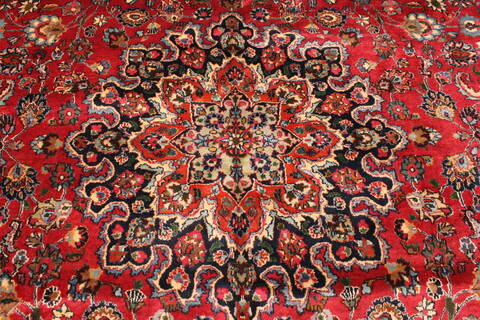 Mashad Red Hand Knotted 112 X 146  Area Rug 250-30441 Image 6