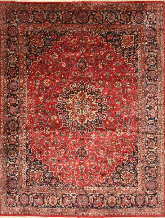 Mashad Red Hand Knotted 112 X 146  Area Rug 250-30441 Image 0
