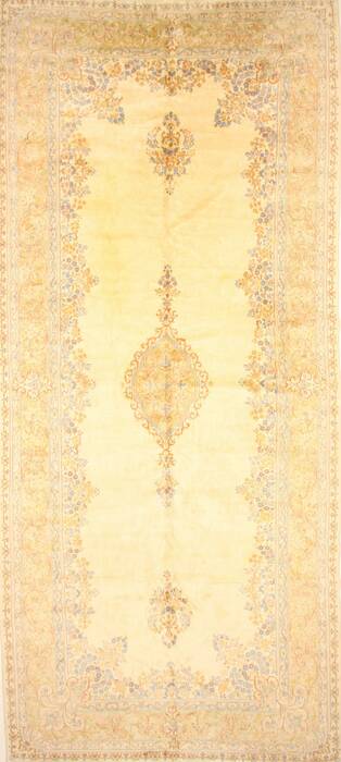 Kerman Beige Hand Knotted 90 X 201  Area Rug 250-30449 Image 0