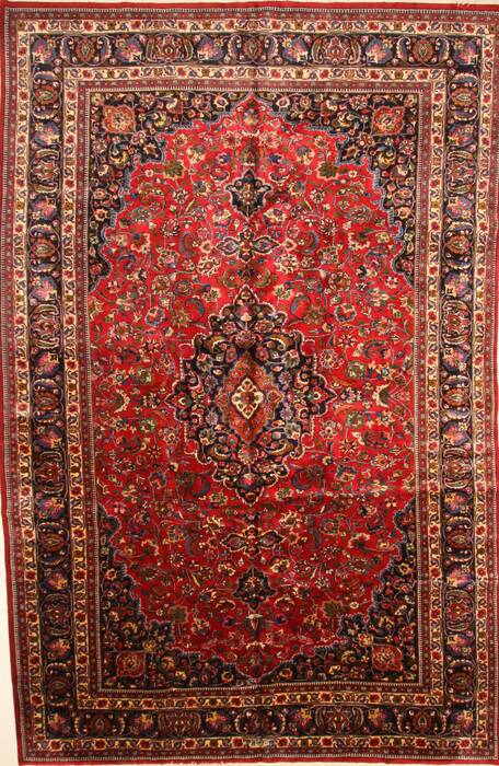 Mashad Red Hand Knotted 104 X 160  Area Rug 250-30450 Image 0