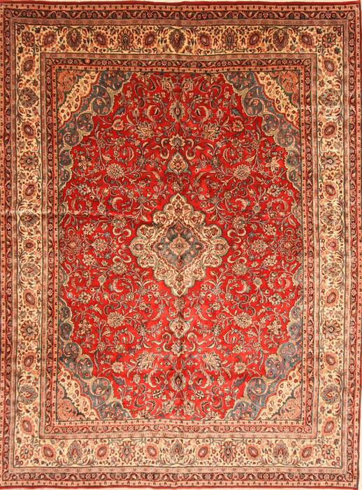 Hamedan Beige Hand Knotted 107 X 143  Area Rug 250-30467 Image 0