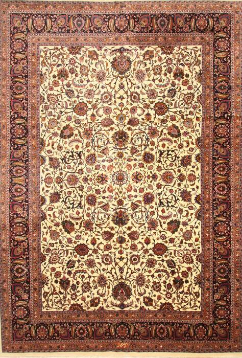Mashad Beige Hand Knotted 113 X 163  Area Rug 250-30468 Image 0