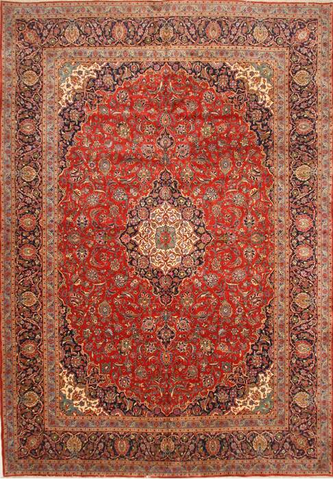Kashan Red Hand Knotted 115 X 163  Area Rug 250-30476 Image 0