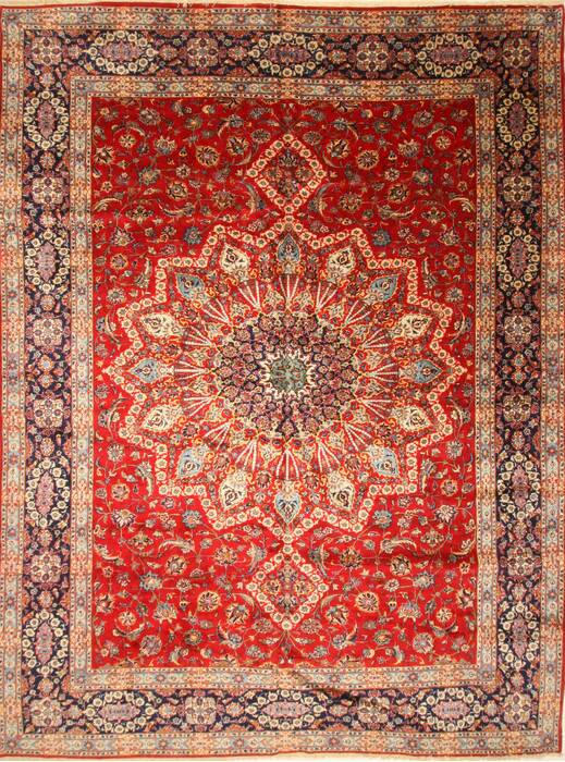 Yazd Red Hand Knotted 118 X 159  Area Rug 250-30477 Image 0