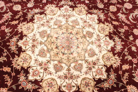 Tabriz Beige Hand Knotted 120 X 150  Area Rug 250-30489 Image 1