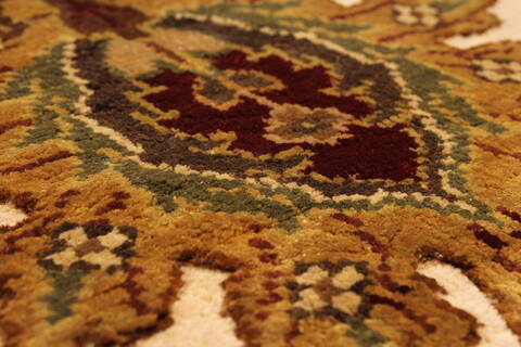 Agra Beige Square Hand Knotted 121 X 122  Area Rug 250-30520 Image 12