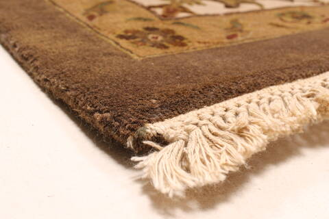 Agra Beige Square Hand Knotted 121 X 122  Area Rug 250-30520 Image 2