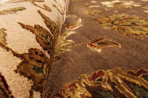 Agra Beige Square Hand Knotted 121 X 122  Area Rug 250-30520 Image 6