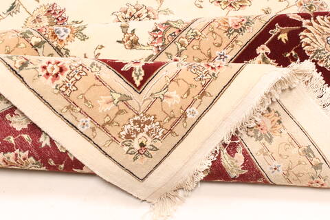 Tabriz Beige Hand Knotted 120 X 150  Area Rug 250-30537 Image 7