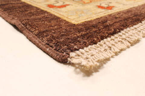 Pishavar Brown Hand Knotted 1111 X 1410  Area Rug 250-30601 Image 1