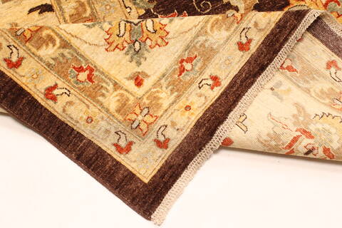 Pishavar Brown Hand Knotted 1111 X 1410  Area Rug 250-30601 Image 4