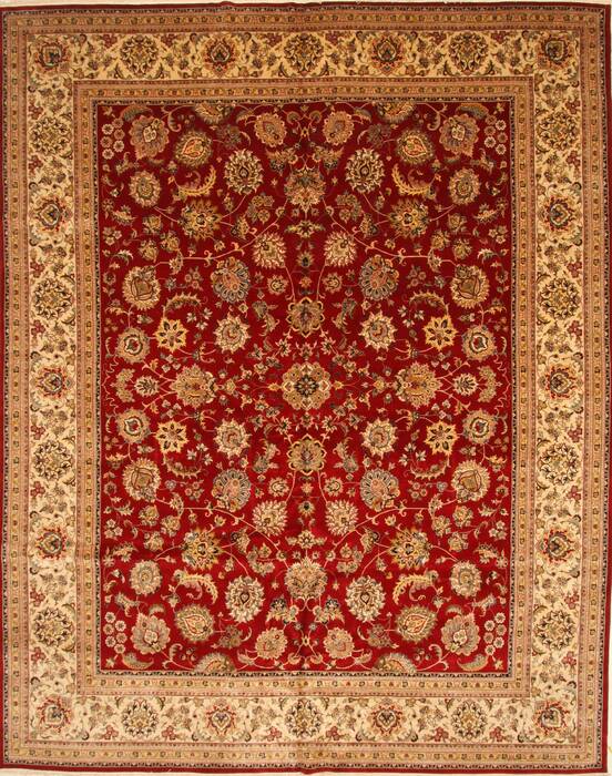 Tabriz Beige Hand Knotted 121 X 151  Area Rug 250-30636 Image 0