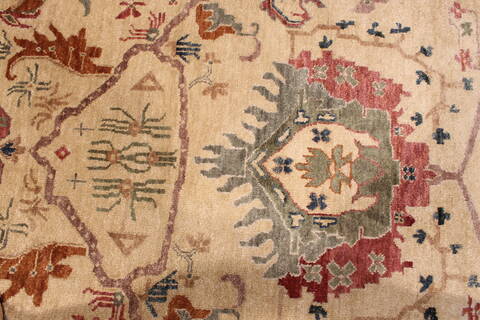 Oushak Yellow Hand Knotted 86 X 116  Area Rug 301-30696 Image 3