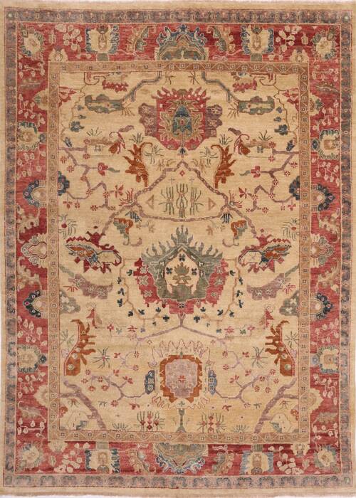 Oushak Yellow Hand Knotted 86 X 116  Area Rug 301-30696 Image 0