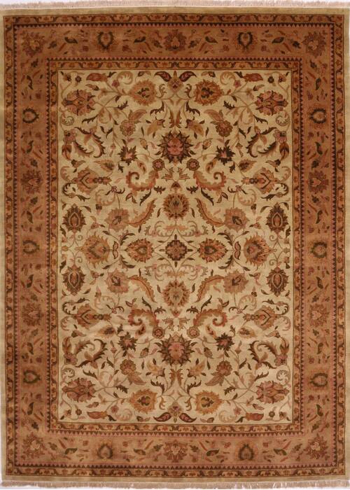 Kashan Beige Hand Knotted 86 X 115  Area Rug 301-30818 Image 0