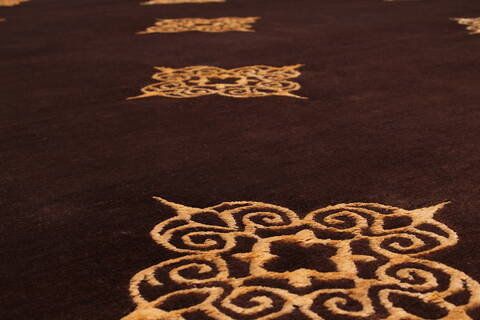Indo-Tibetan Brown Hand Knotted 89 X 1111  Area Rug 301-30826 Image 1