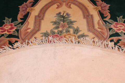 Aubusson Green Oval Machine Made 86 X 106  Area Rug 400-30828 Image 1