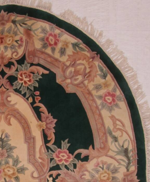 Aubusson Green Oval Machine Made 86 X 106  Area Rug 400-30828 Image 2