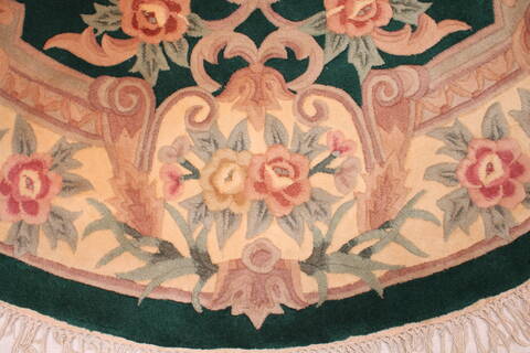 Aubusson Green Oval Machine Made 86 X 106  Area Rug 400-30828 Image 3