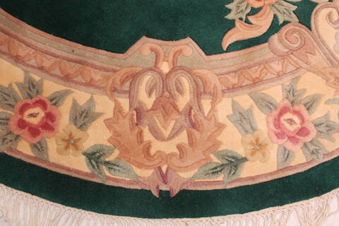Aubusson Green Oval Machine Made 86 X 106  Area Rug 400-30828 Image 4
