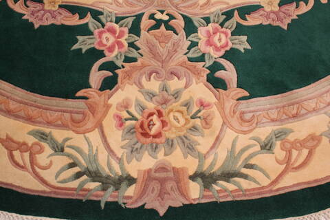 Aubusson Green Oval Machine Made 86 X 106  Area Rug 400-30828 Image 5