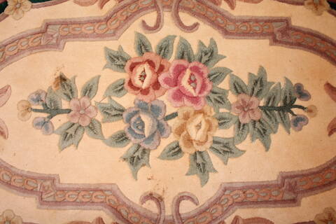 Aubusson Green Oval Machine Made 86 X 106  Area Rug 400-30828 Image 6