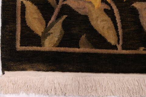 Indo-Tibetan Black Hand Knotted 88 X 122  Area Rug 301-30830 Image 1