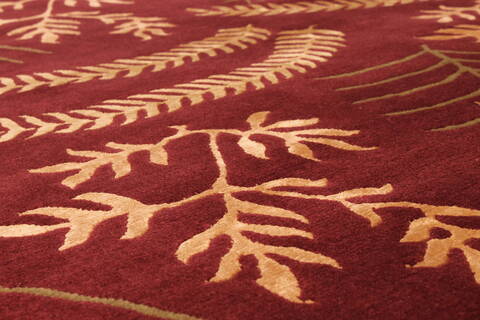 Indo-Tibetan Red Hand Knotted 94 X 123  Area Rug 301-30831 Image 1