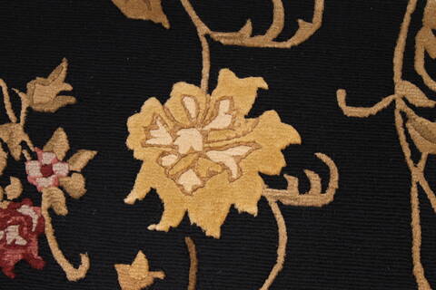 Indo-Tibetan Black Hand Knotted 94 X 121  Area Rug 301-30832 Image 6