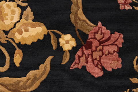 Indo-Tibetan Black Hand Knotted 94 X 121  Area Rug 301-30832 Image 7