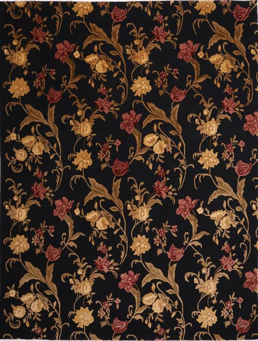 Indo-Tibetan Black Hand Knotted 94 X 121  Area Rug 301-30832 Image 0