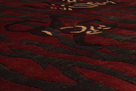 Indo-Tibetan Red Hand Knotted 89 X 115  Area Rug 301-30833 Image 1