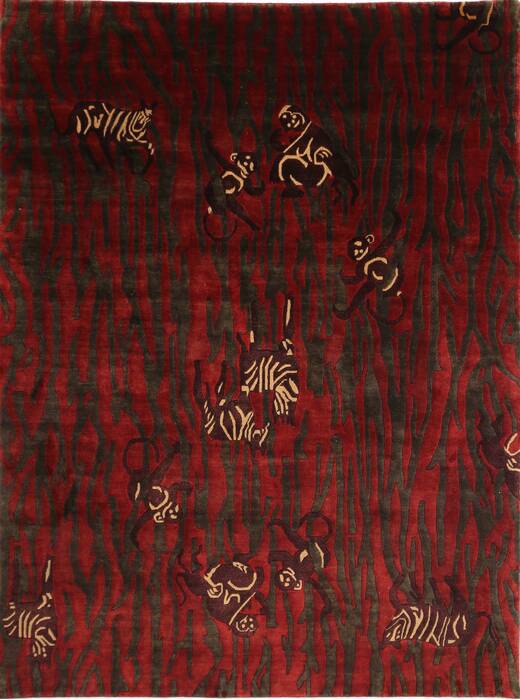 Indo-Tibetan Red Hand Knotted 89 X 115  Area Rug 301-30833 Image 0
