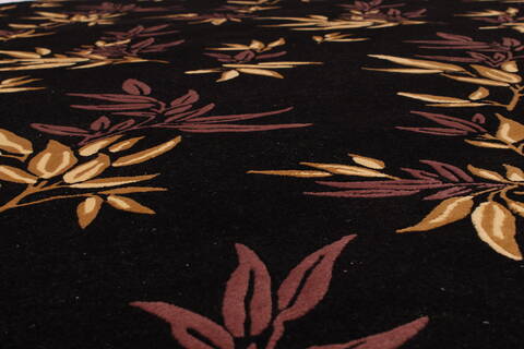 Indo-Tibetan Black Hand Knotted 94 X 120  Area Rug 301-30834 Image 1