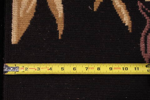 Indo-Tibetan Black Hand Knotted 94 X 120  Area Rug 301-30834 Image 3