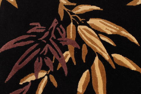 Indo-Tibetan Black Hand Knotted 94 X 120  Area Rug 301-30834 Image 6