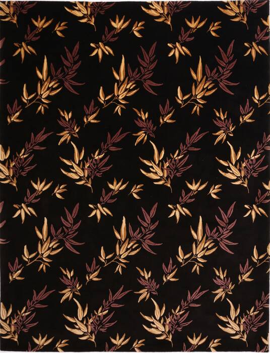 Indo-Tibetan Black Hand Knotted 94 X 120  Area Rug 301-30834 Image 0