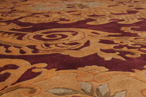 Indo-Tibetan Red Hand Knotted 89 X 1110  Area Rug 301-30835 Image 2