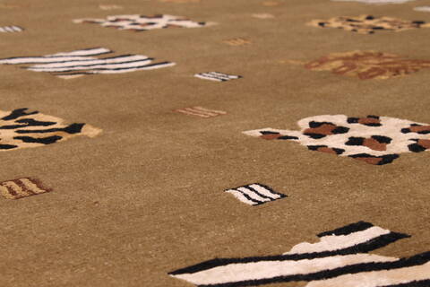 Indo-Tibetan Green Hand Knotted 89 X 117  Area Rug 301-30836 Image 1