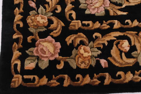 Indo-Tibetan Black Hand Knotted 91 X 118  Area Rug 301-30838 Image 1