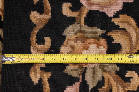 Indo-Tibetan Black Hand Knotted 91 X 118  Area Rug 301-30838 Image 4