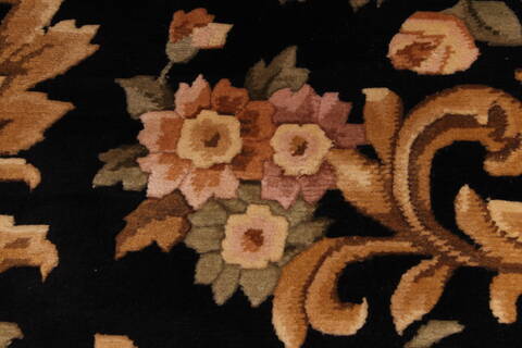 Indo-Tibetan Black Hand Knotted 91 X 118  Area Rug 301-30838 Image 6