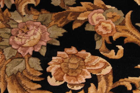 Indo-Tibetan Black Hand Knotted 91 X 118  Area Rug 301-30838 Image 7