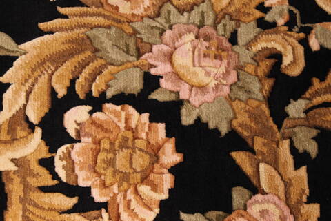 Indo-Tibetan Black Hand Knotted 91 X 118  Area Rug 301-30838 Image 8