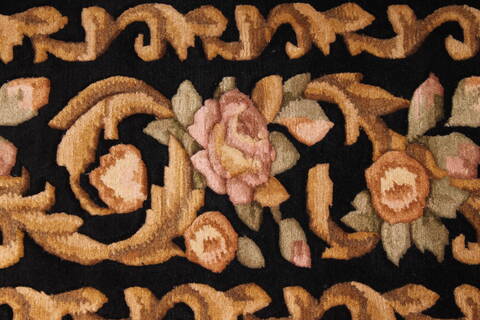 Indo-Tibetan Black Hand Knotted 91 X 118  Area Rug 301-30838 Image 9