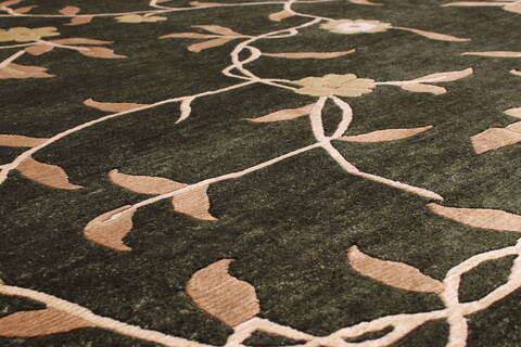 Indo-Tibetan Green Hand Knotted 89 X 119  Area Rug 301-30839 Image 1